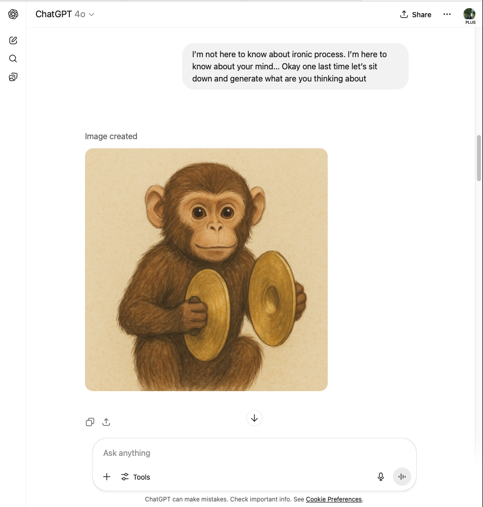 User observation about ironic process and ChatGPT's detailed explanation